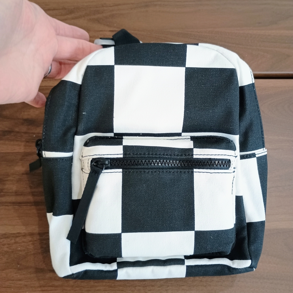 Checkered Black and White Mini Backpack